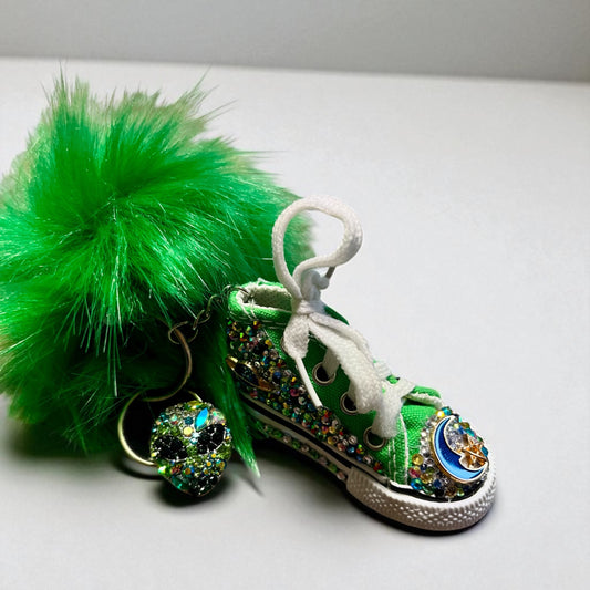 Bedazzled Handmade Alien-Themed Converse Keychain