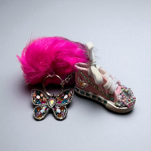 Bedazzled Converse Keychain – Butterfly Style