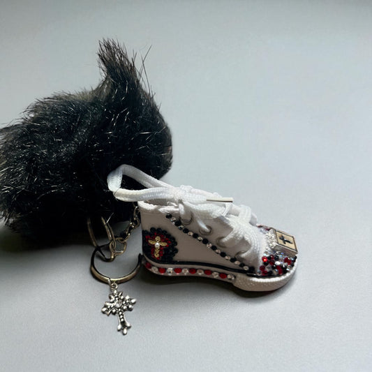 Bedazzled Handmade Converse Keychain – Cross Style