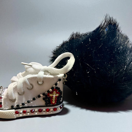 Bedazzled Handmade Converse Keychain – Cross Style