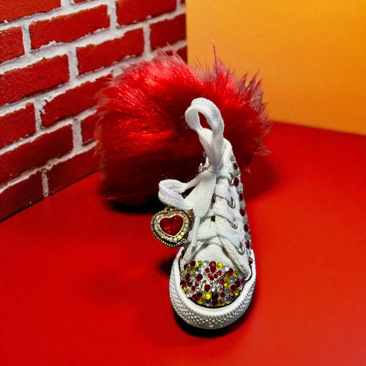 Bedazzled Handmade Converse Shoe Keychain – Heart Love