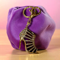 Elegant Rhinestone Stripe Pump Heels Keychain