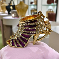 Elegant Rhinestone Stripe Pump Heels Keychain