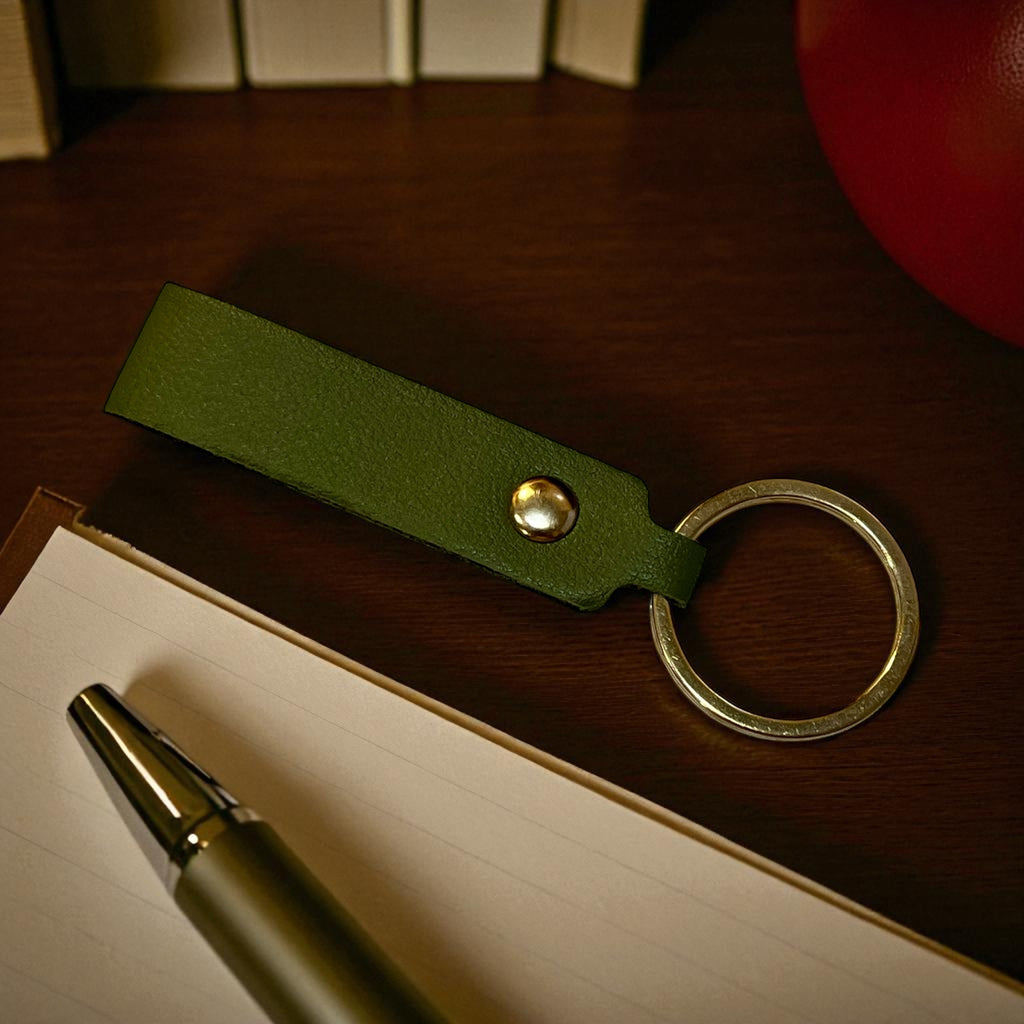 Leather Key Chain: Solid Colors with Hand Rope Strap