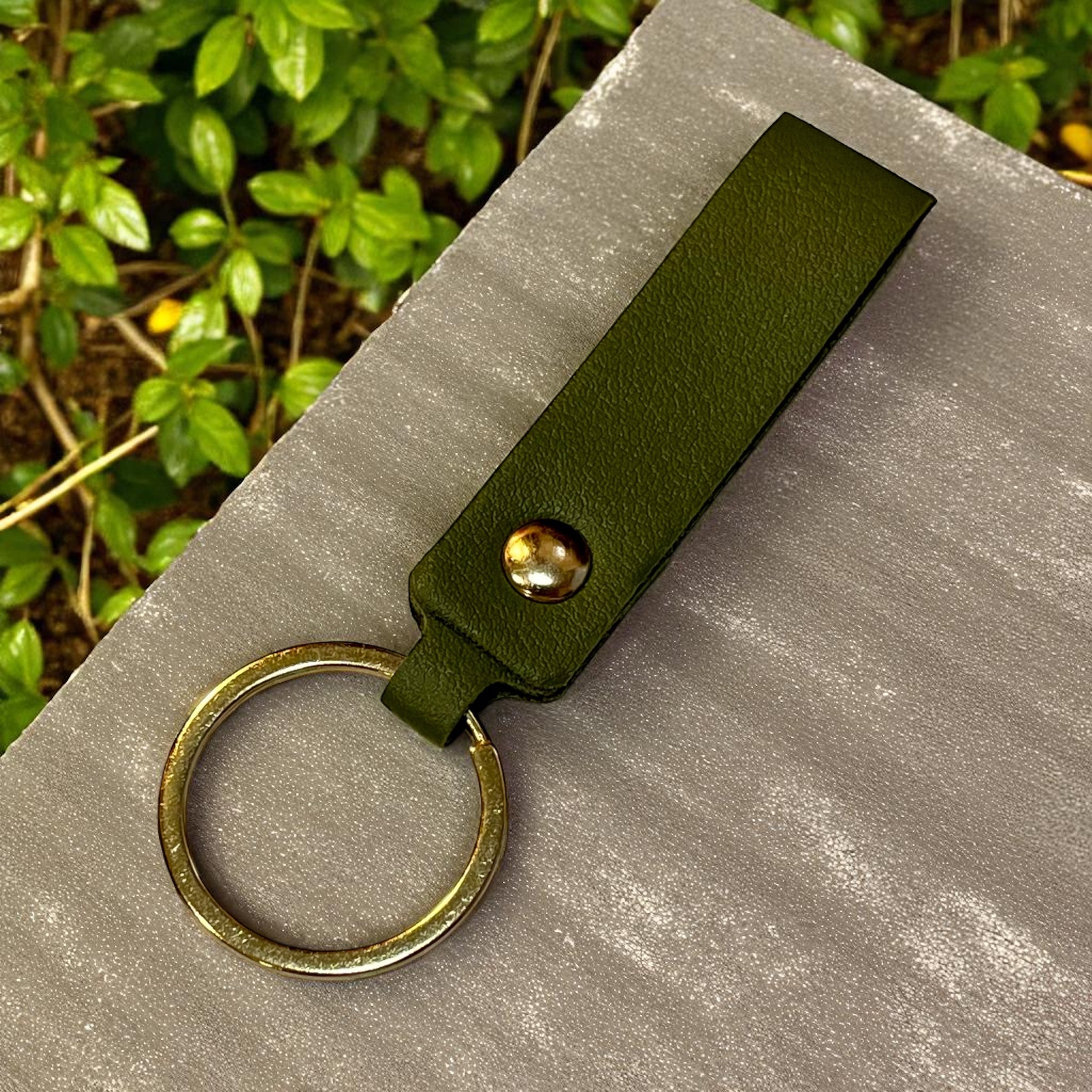 Leather Key Chain: Solid Colors with Hand Rope Strap