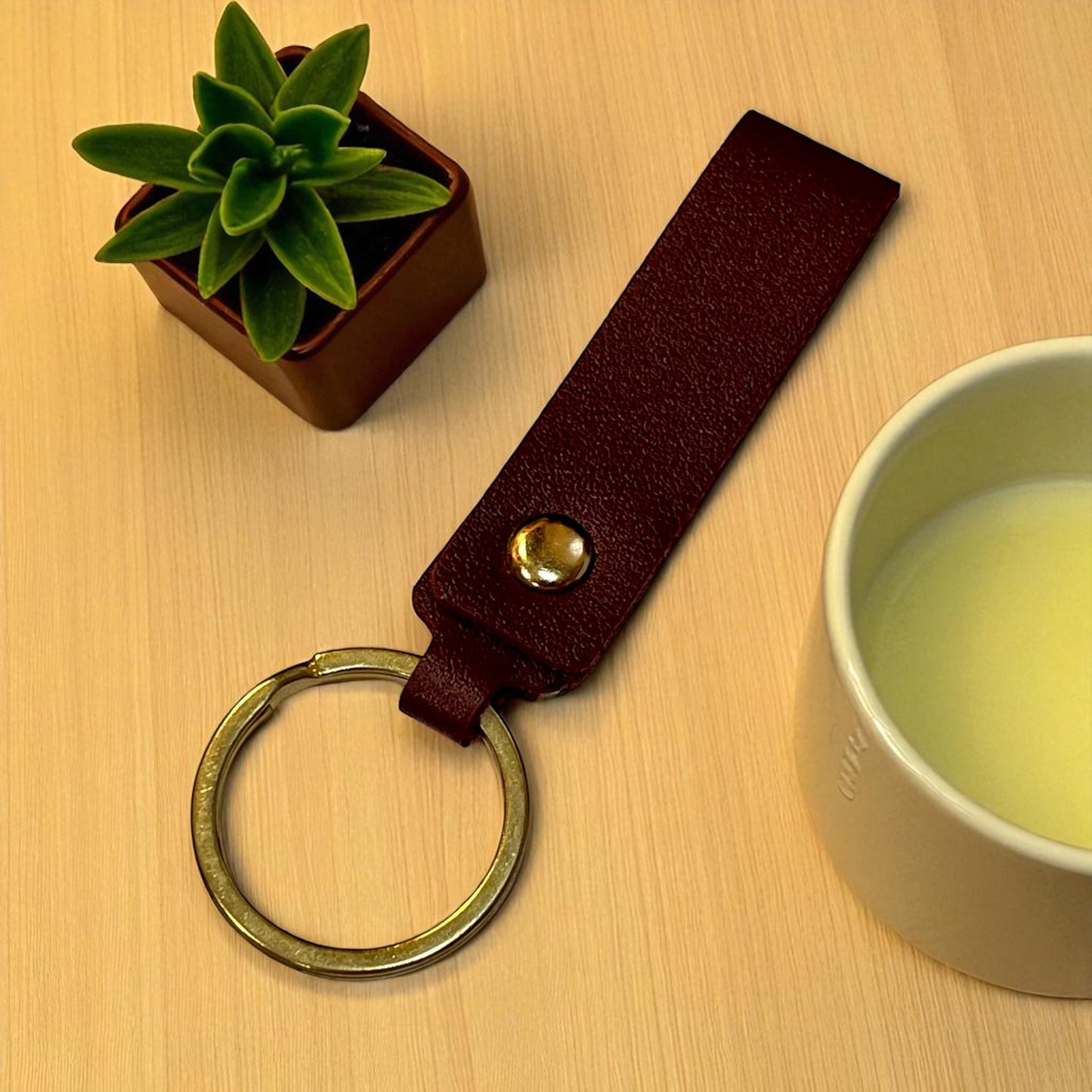 Leather Key Chain: Solid Colors with Hand Rope Strap
