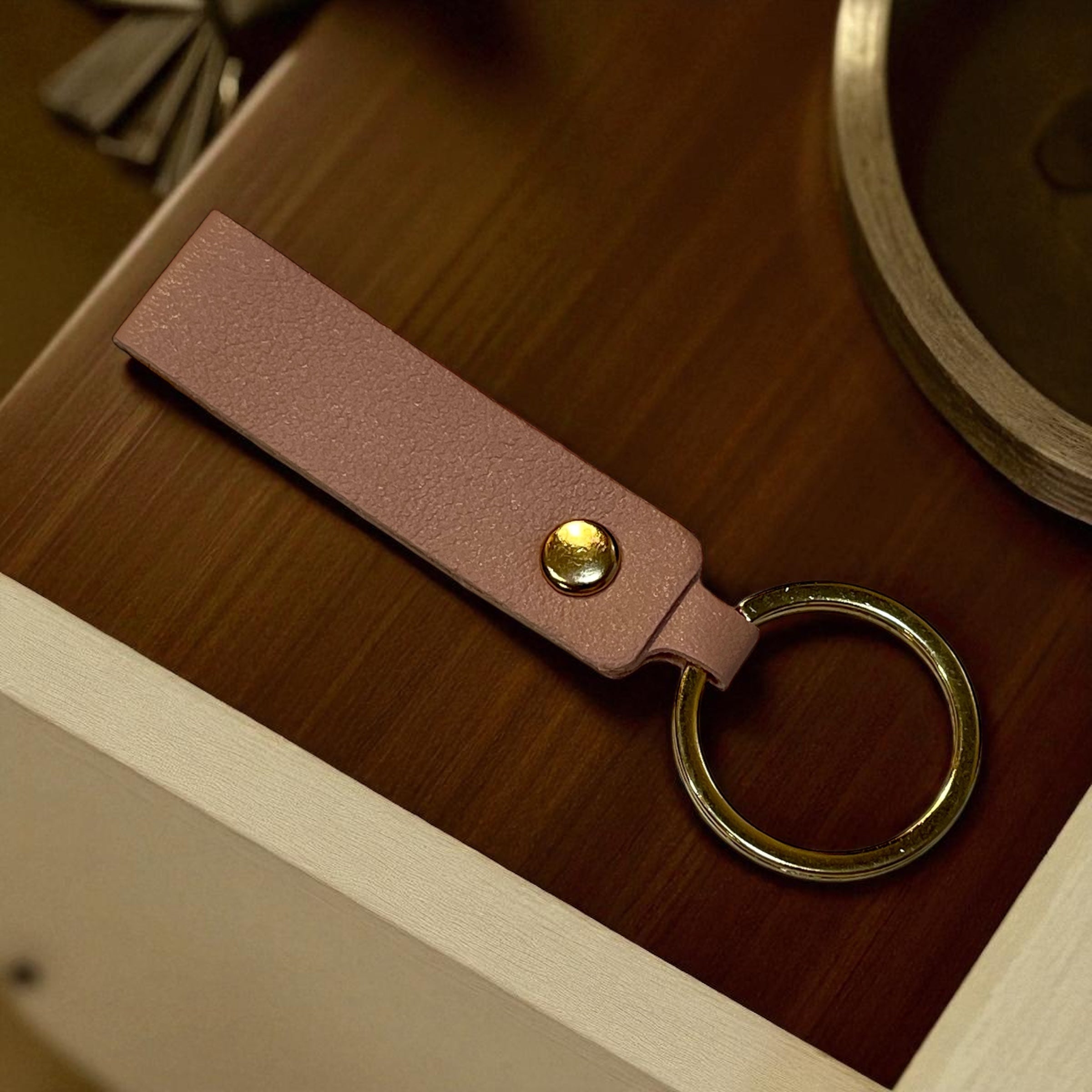 Leather Key Chain: Solid Colors with Hand Rope Strap