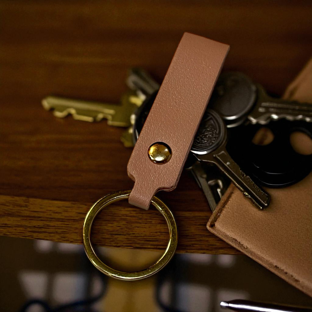 Leather Key Chain: Solid Colors with Hand Rope Strap