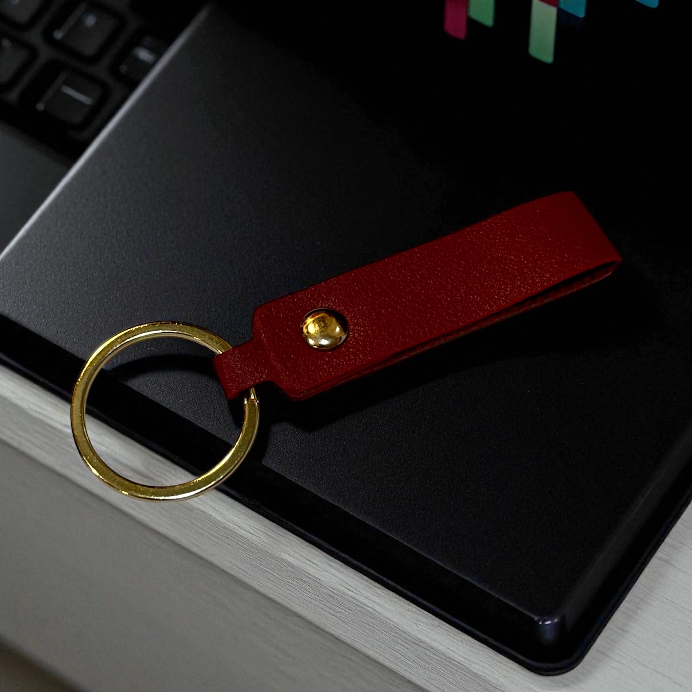 Leather Key Chain: Solid Colors with Hand Rope Strap