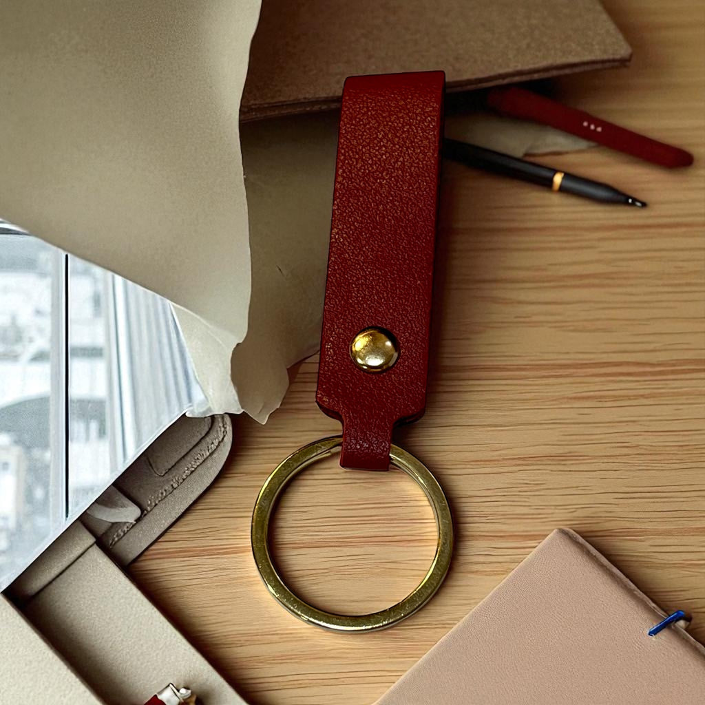 Leather Key Chain: Solid Colors with Hand Rope Strap
