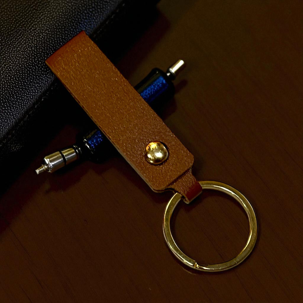 Leather Key Chain: Solid Colors with Hand Rope Strap
