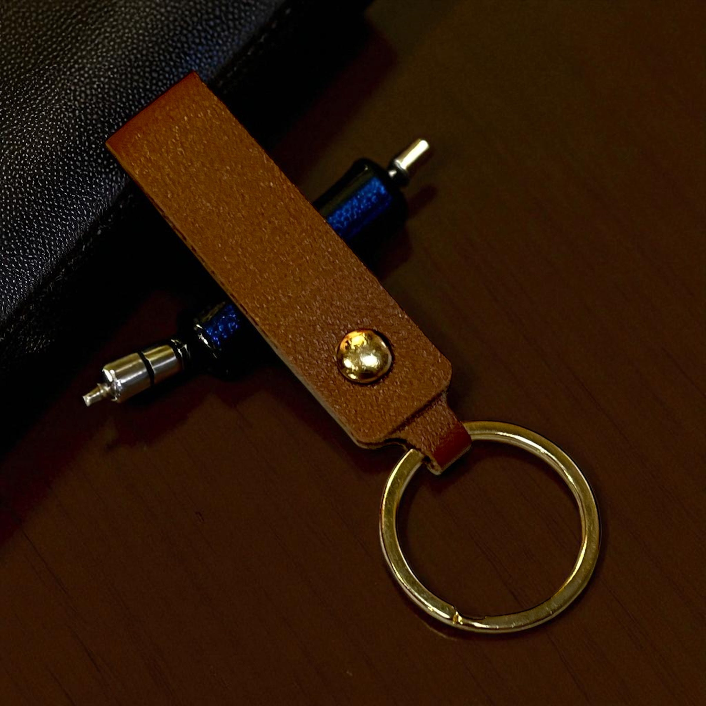 Leather Key Chain: Solid Colors with Hand Rope Strap