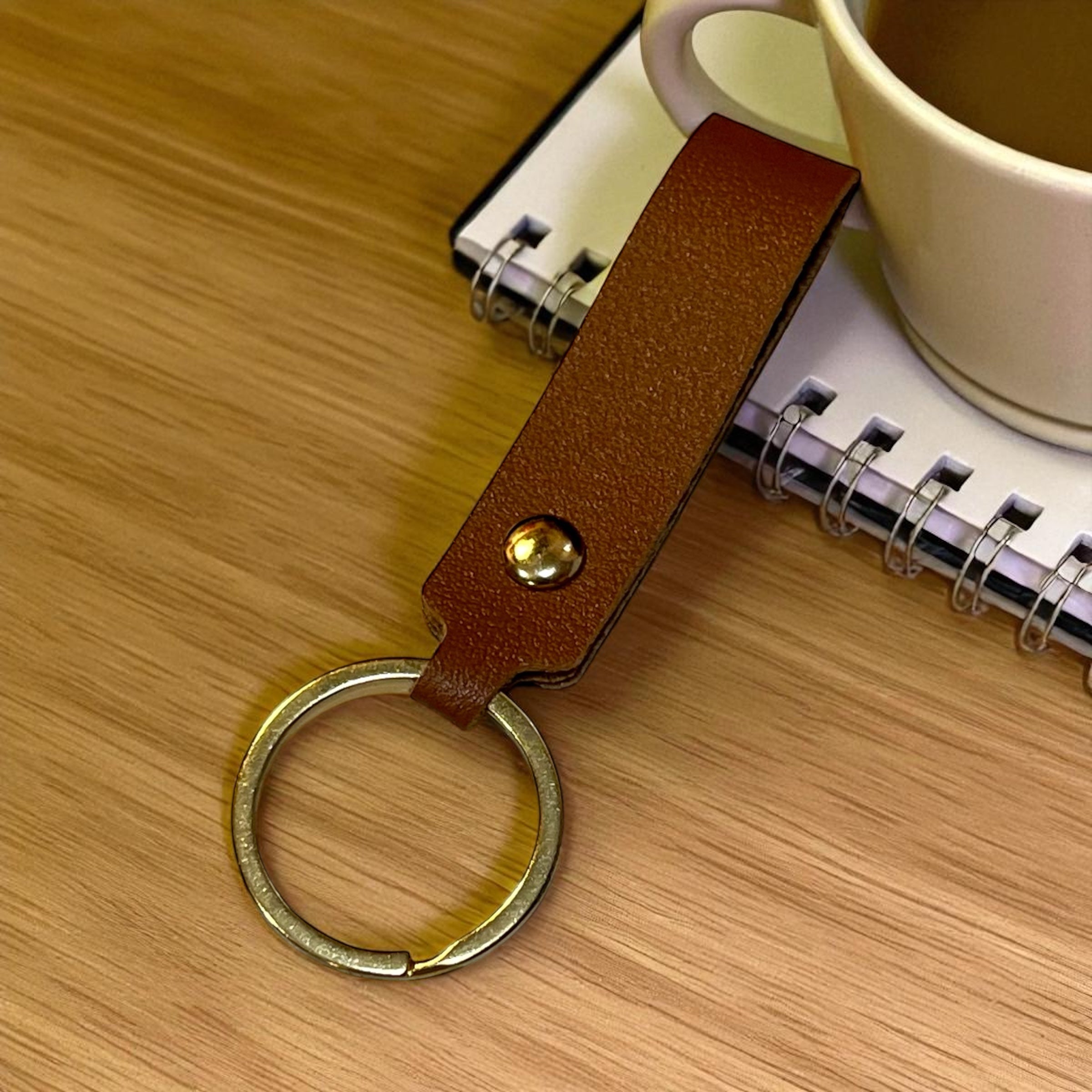 Leather Key Chain: Solid Colors with Hand Rope Strap