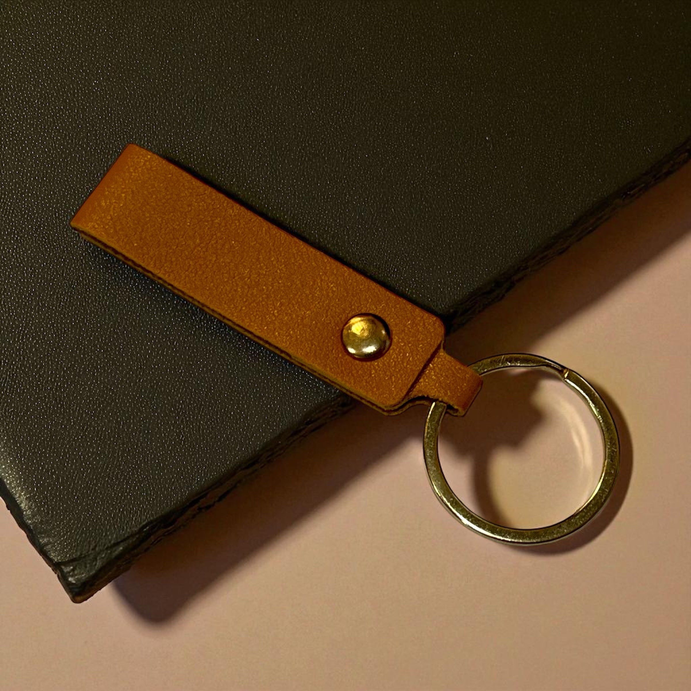 Leather Key Chain: Solid Colors with Hand Rope Strap
