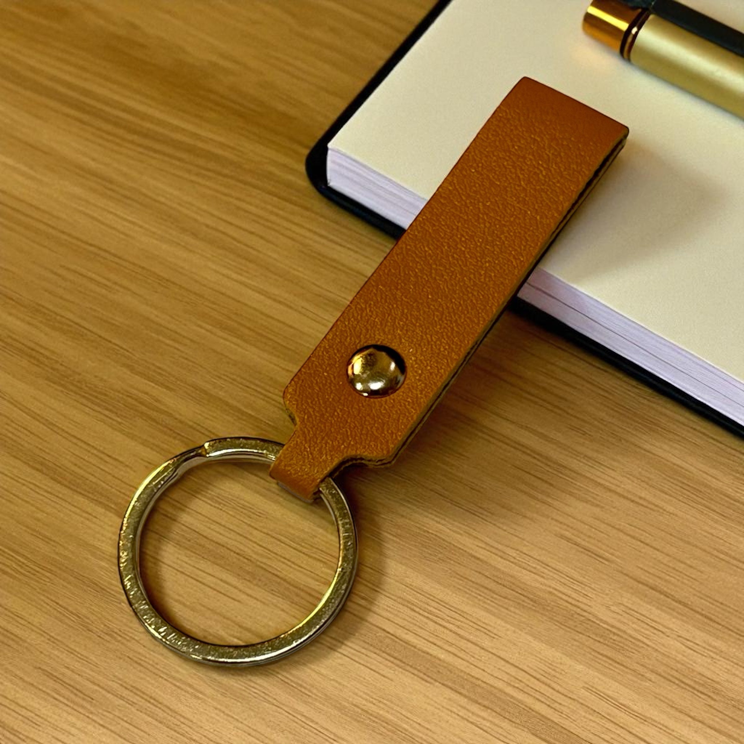 Leather Key Chain: Solid Colors with Hand Rope Strap