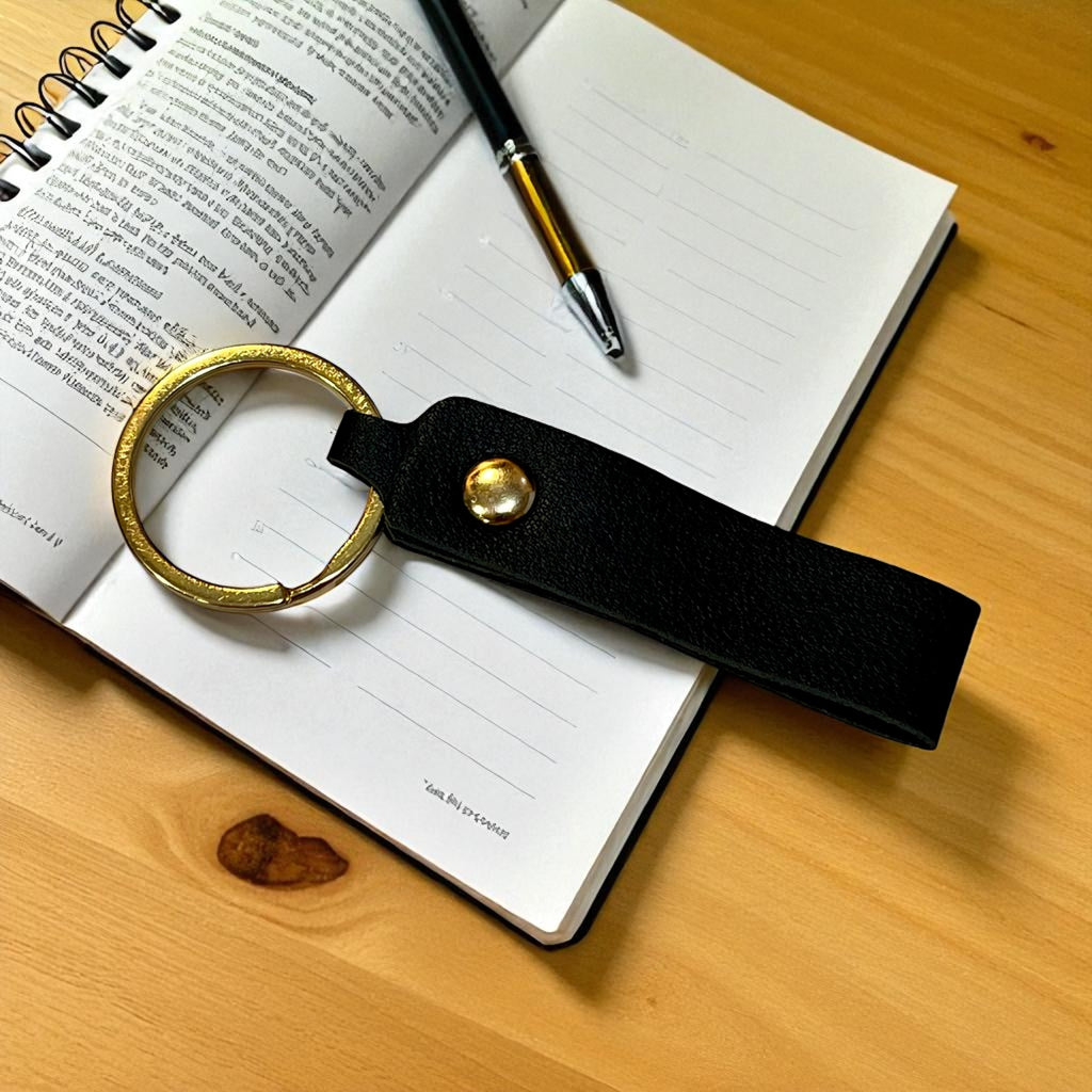 Leather Key Chain: Solid Colors with Hand Rope Strap