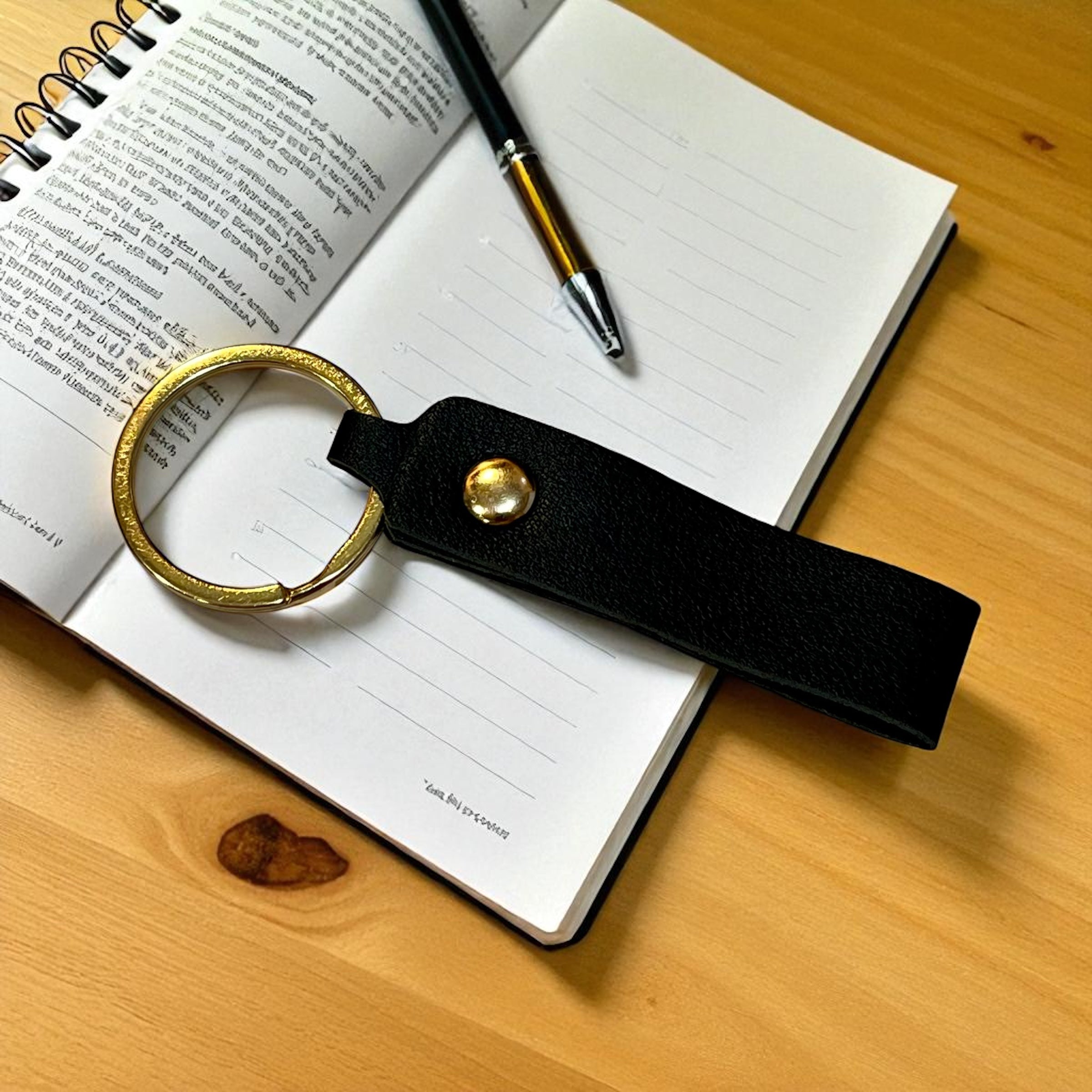 Leather Key Chain: Solid Colors with Hand Rope Strap