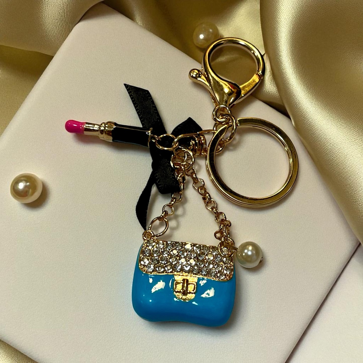 Blue Pearl Sachet Purse Keychain