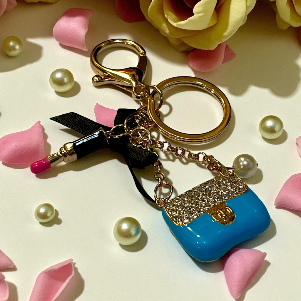 Blue Pearl Sachet Purse Keychain