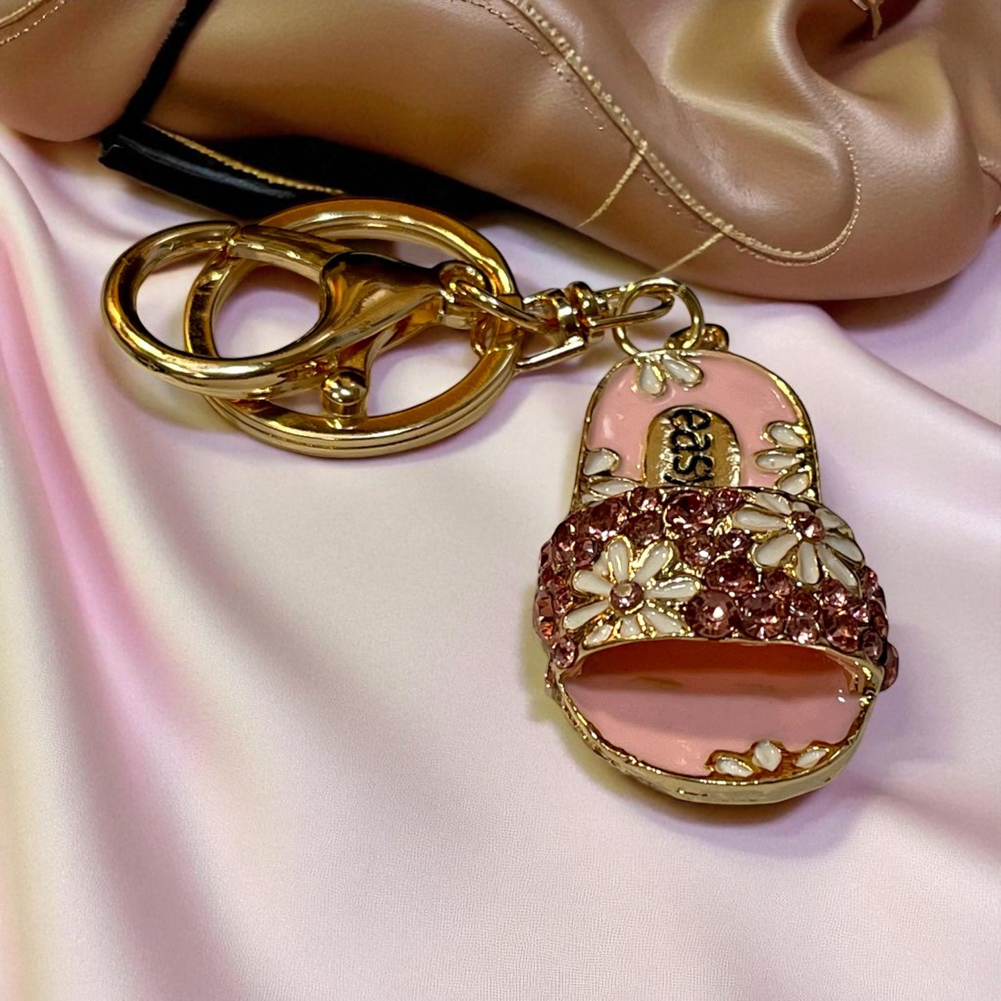 Pink Slippers Spring and Summer Rhinestones Jewels Keychain