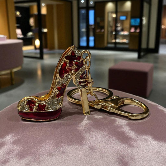 Red Star Jeweled High Heel Keychain