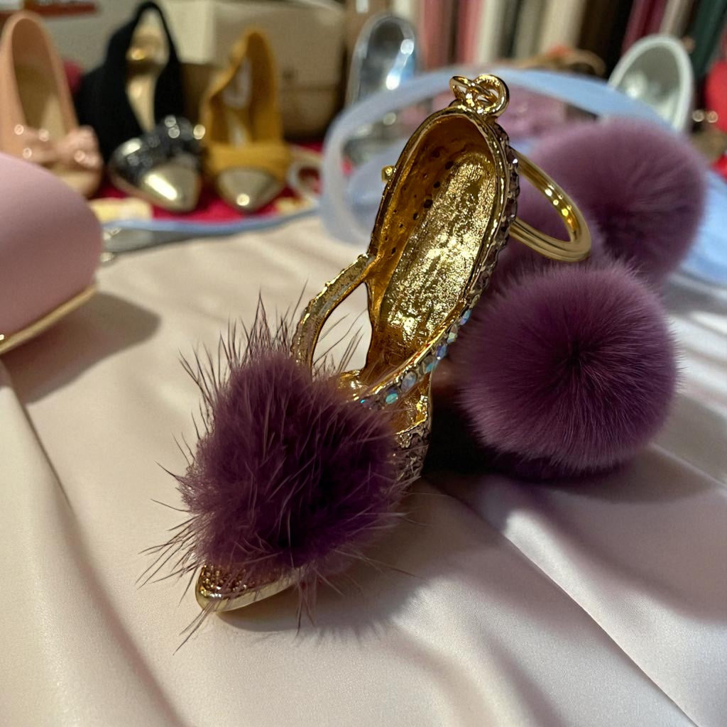 Plush Purple Pump High Heel Keychain