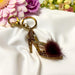 Plush Purple High Heel Keychain: Rhinestone Accent, Soft Pom