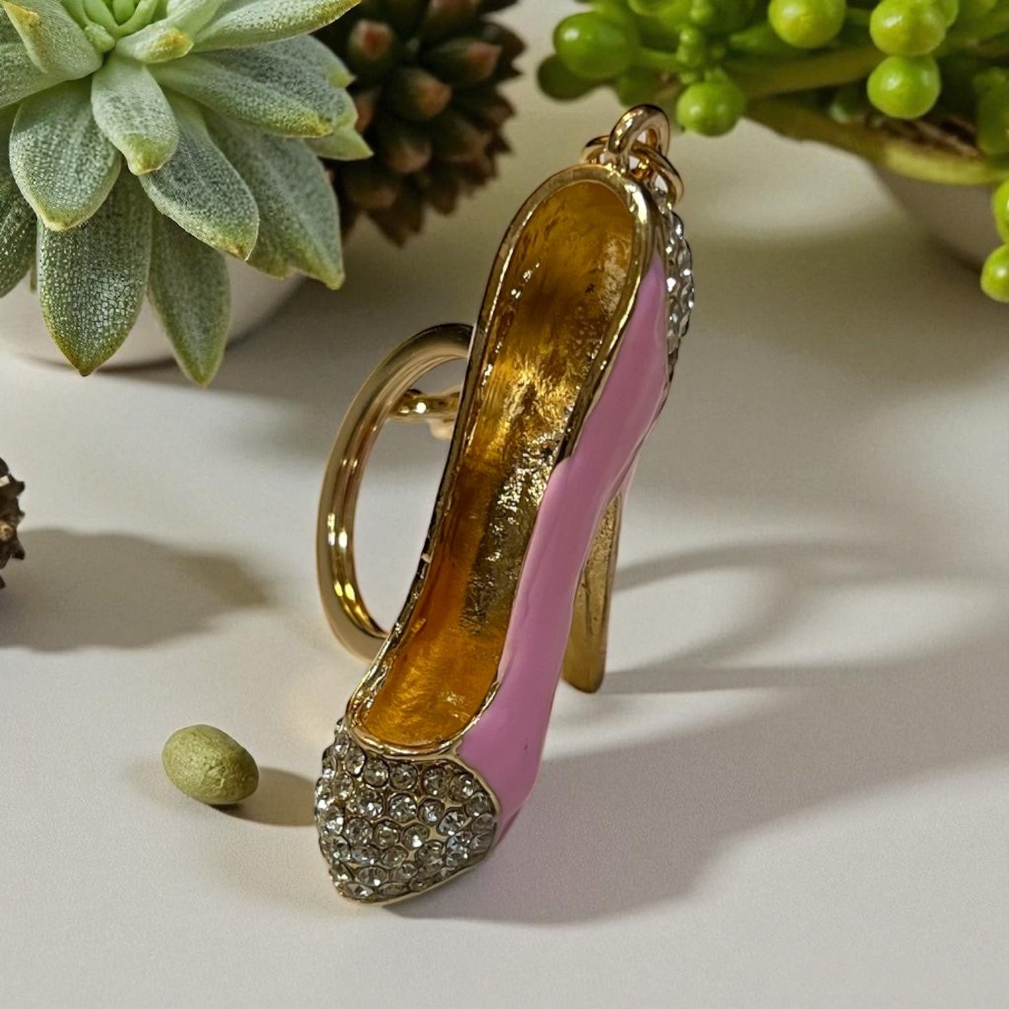 Sky High Pink Rhinestone High Heels Keychain