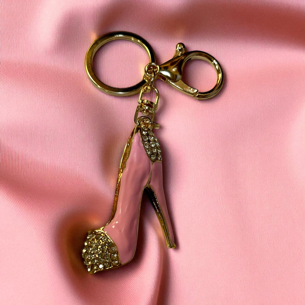 Sky High Pink Rhinestone High Heels Keychain