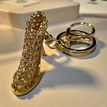 Gold Ascent Hallow Design High Heel Pump Keychain