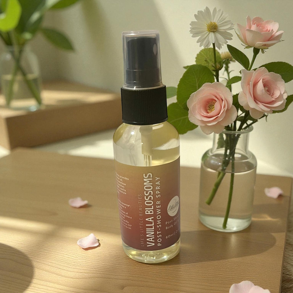 Body Oil Spray: Vanilla Blossoms with Rose and Citrus - Light, Nourishing