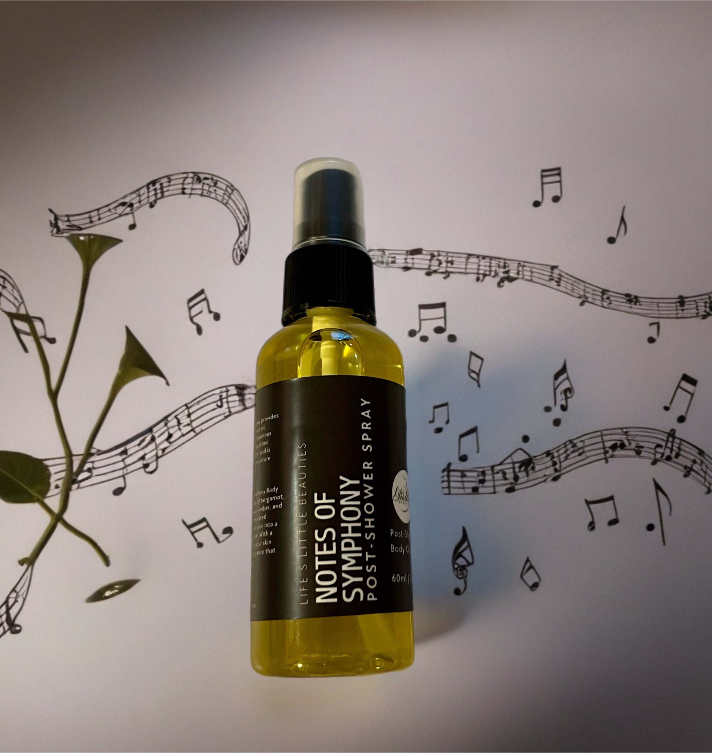 Notes of Symphony Body Oil Spray: Bergamot & Green Tea Scent, 2oz