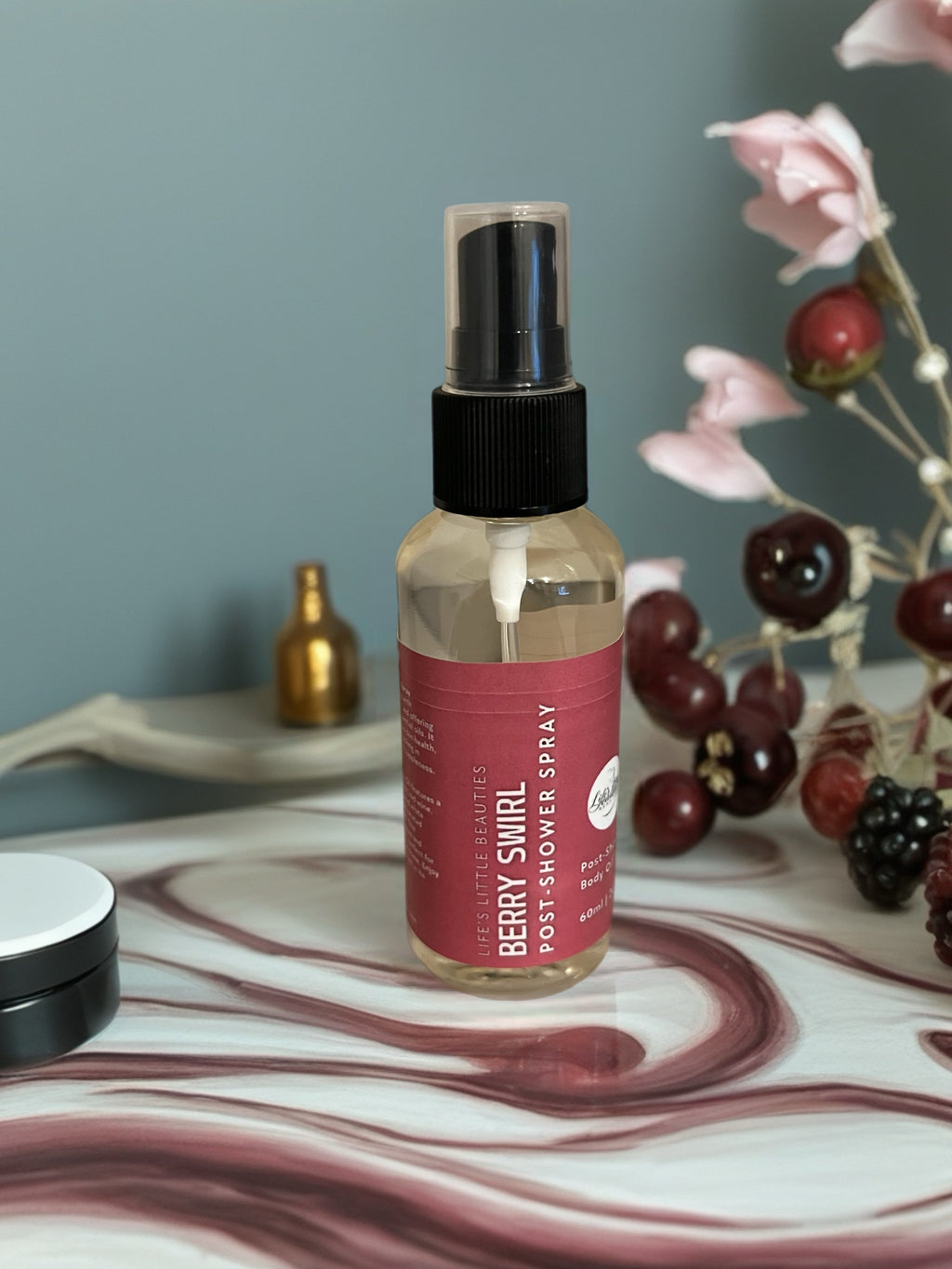Berry Swirl Body Oil Spray: Juicy Cherry, Spiced Musk, 2oz
