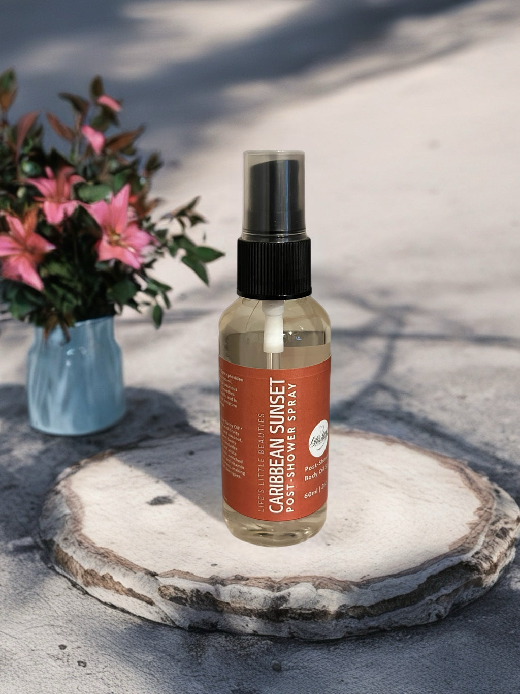 Body Oil Spray: Caribbean Sunset Scent - Mango, Coconut, Vitamin E