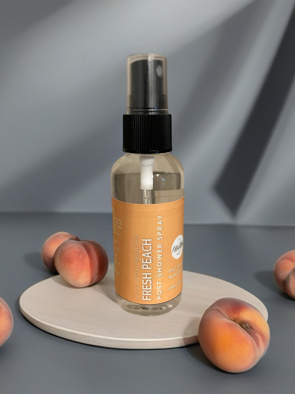 Body Oil Spray: Fresh Peach Scented Hydrating Mist (60ml)
