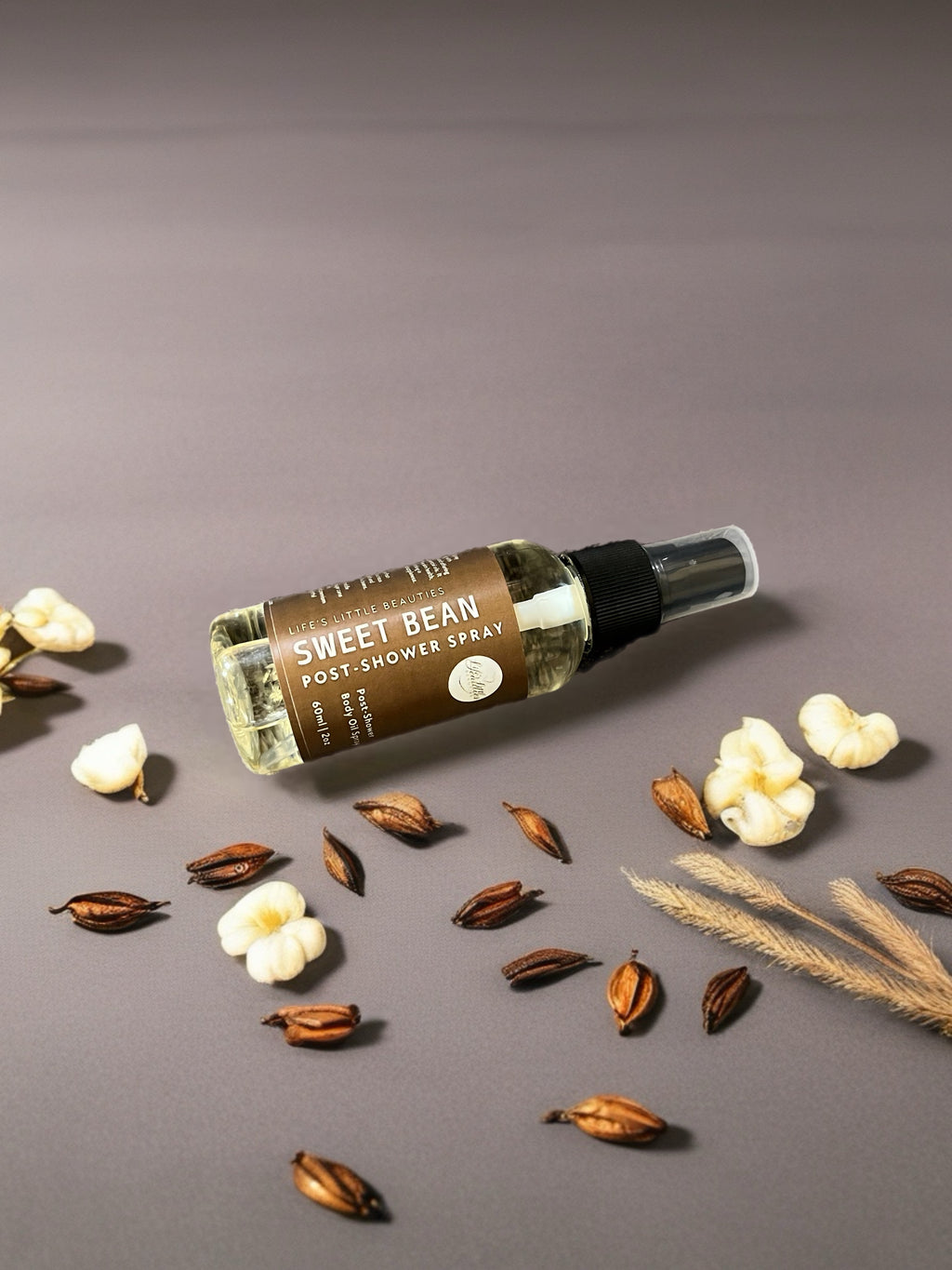 Sweet Bean Body Oil Spray, Vanilla & Sugar Cane (2oz Post-Shower Mist)