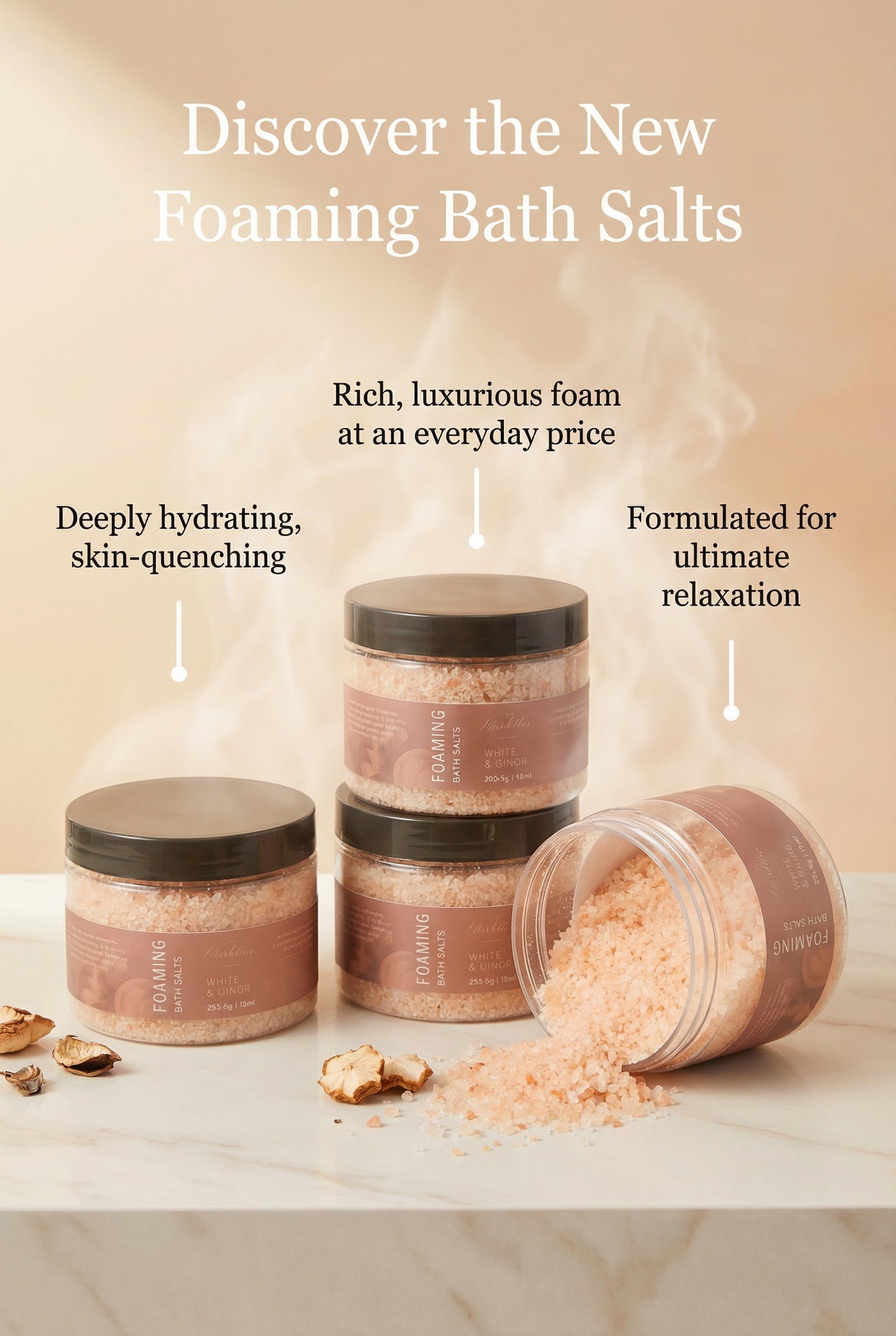 White Tea & Ginger Foaming Bath Salt | 10 Ounces