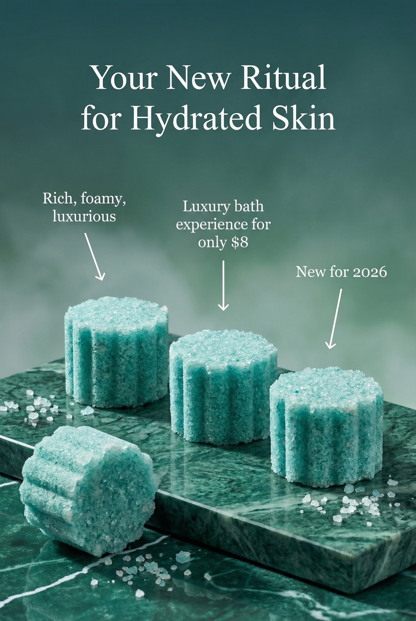 Cucumber Melon Foaming Bath Salts Fizzers - 4Pack