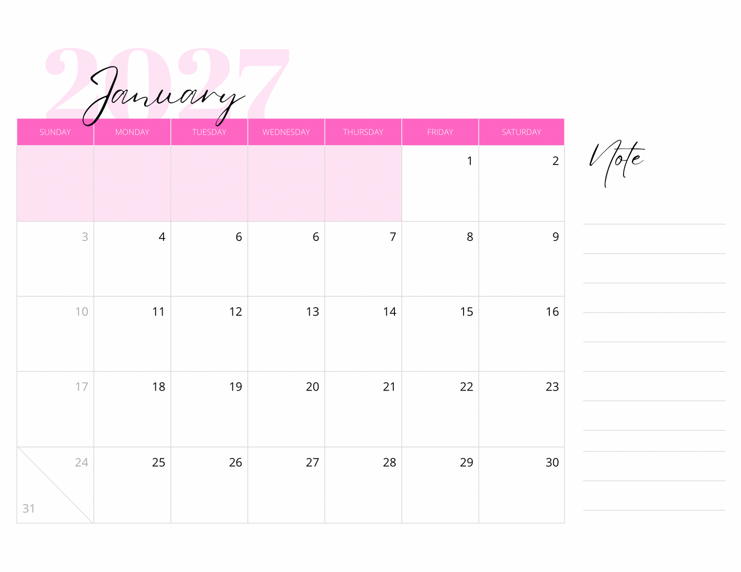 2027 Calendar Notepad - A 76-Page Duo