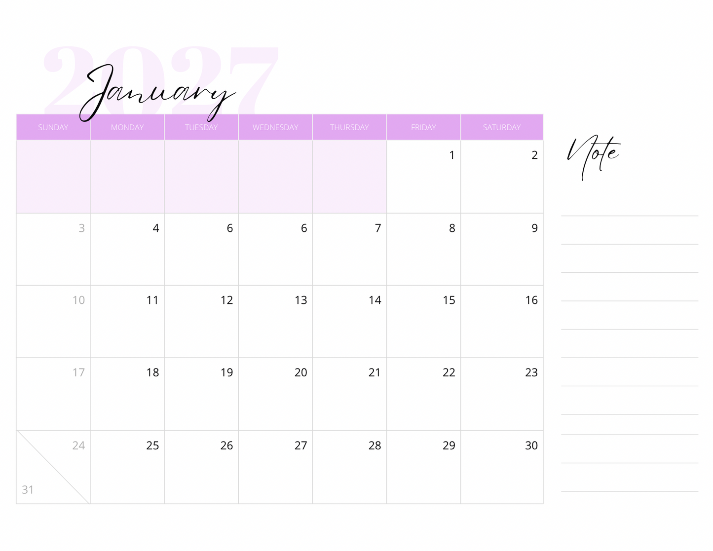 2027 Calendar Notepad - A 76-Page Duo