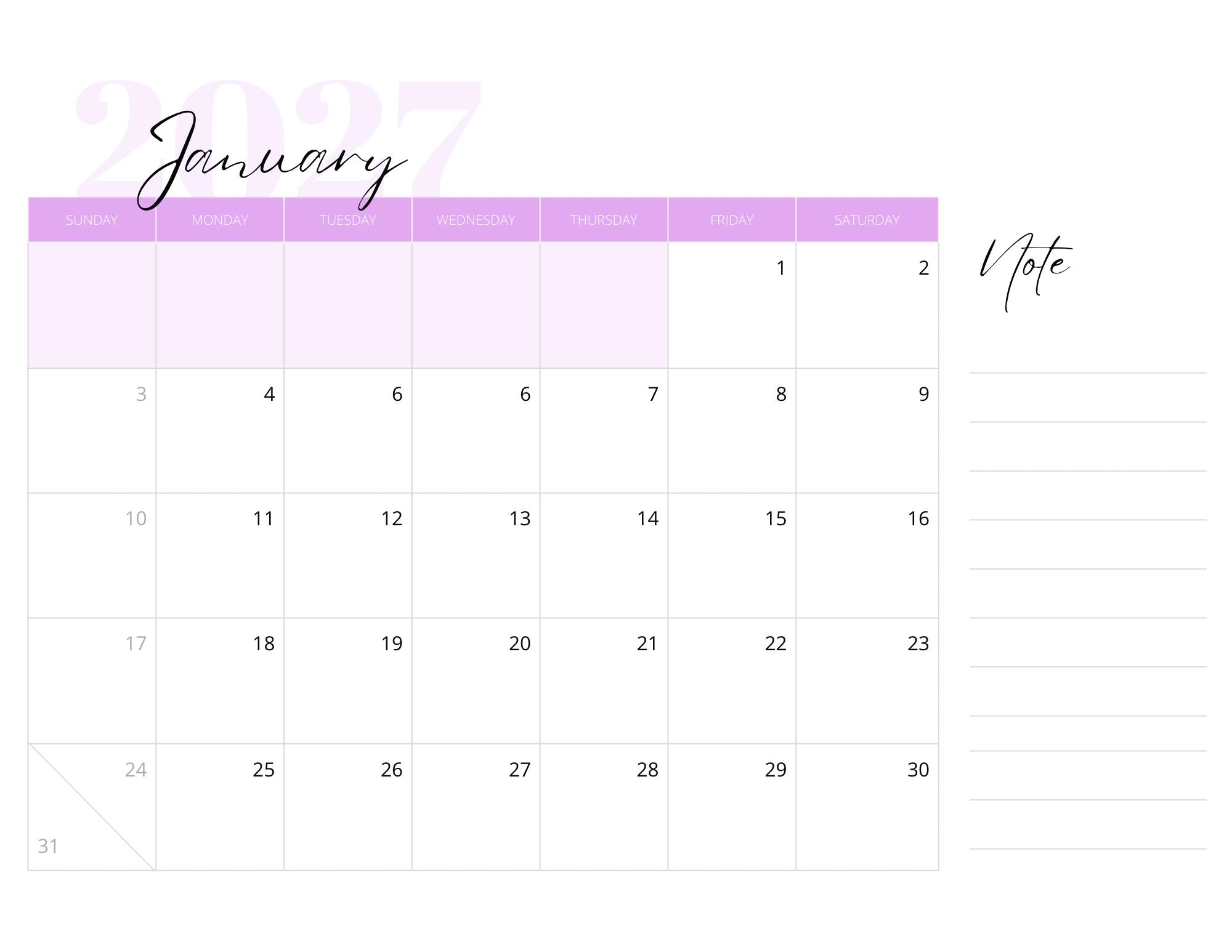 2027 Calendar Notepad - A 76-Page Duo