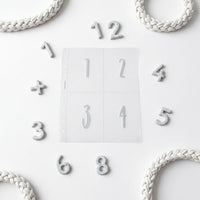 a collection of numbers and numbers on a white background, arranged in a circular pattern.