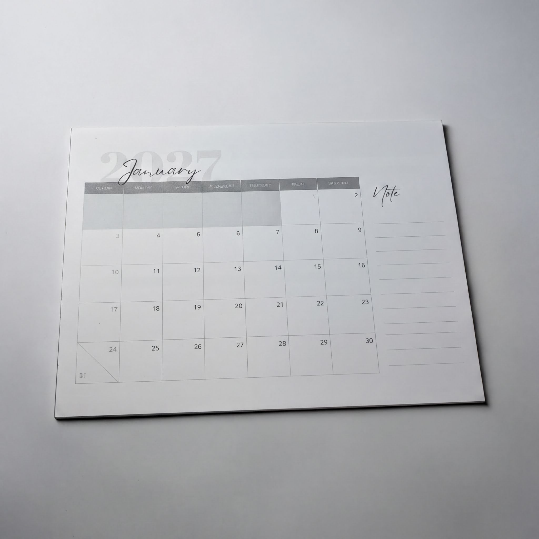 A calendar for the month of January, showing the days of the week and dates for each day.