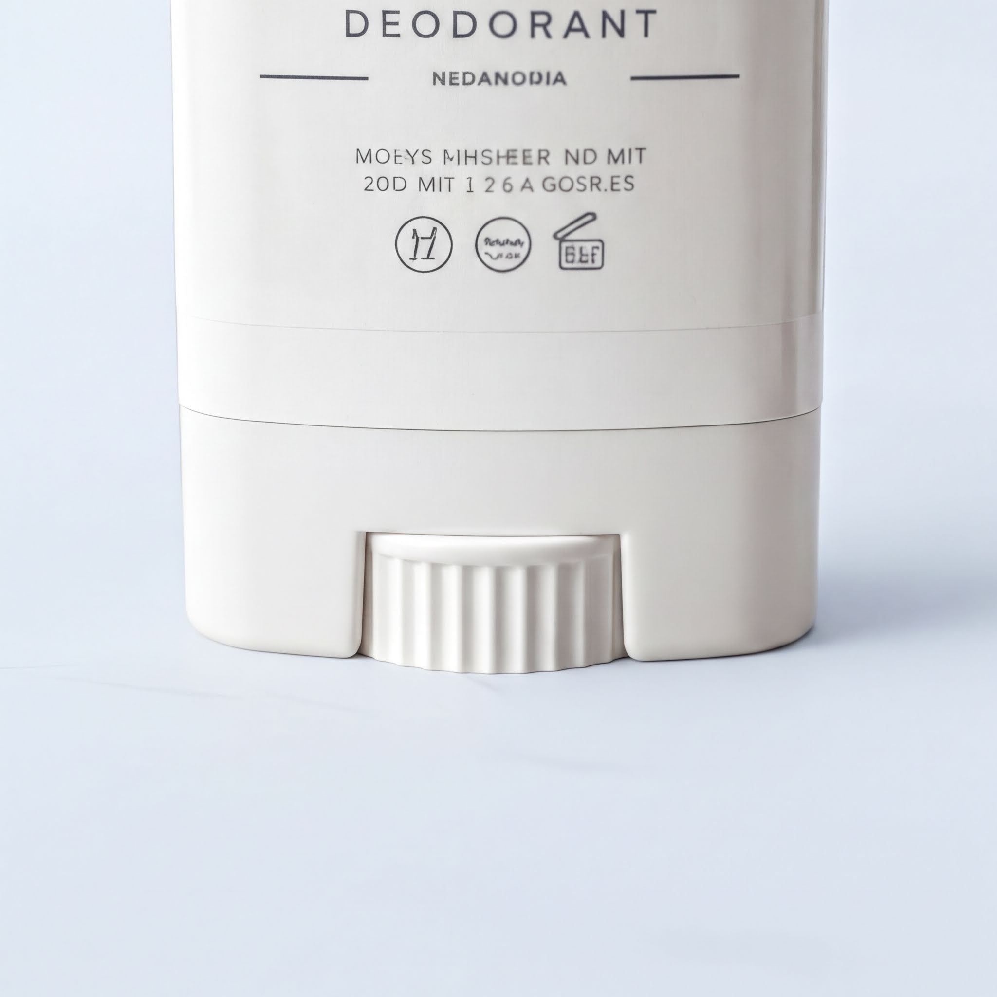 a deodorant stick with a white and blue color scheme.