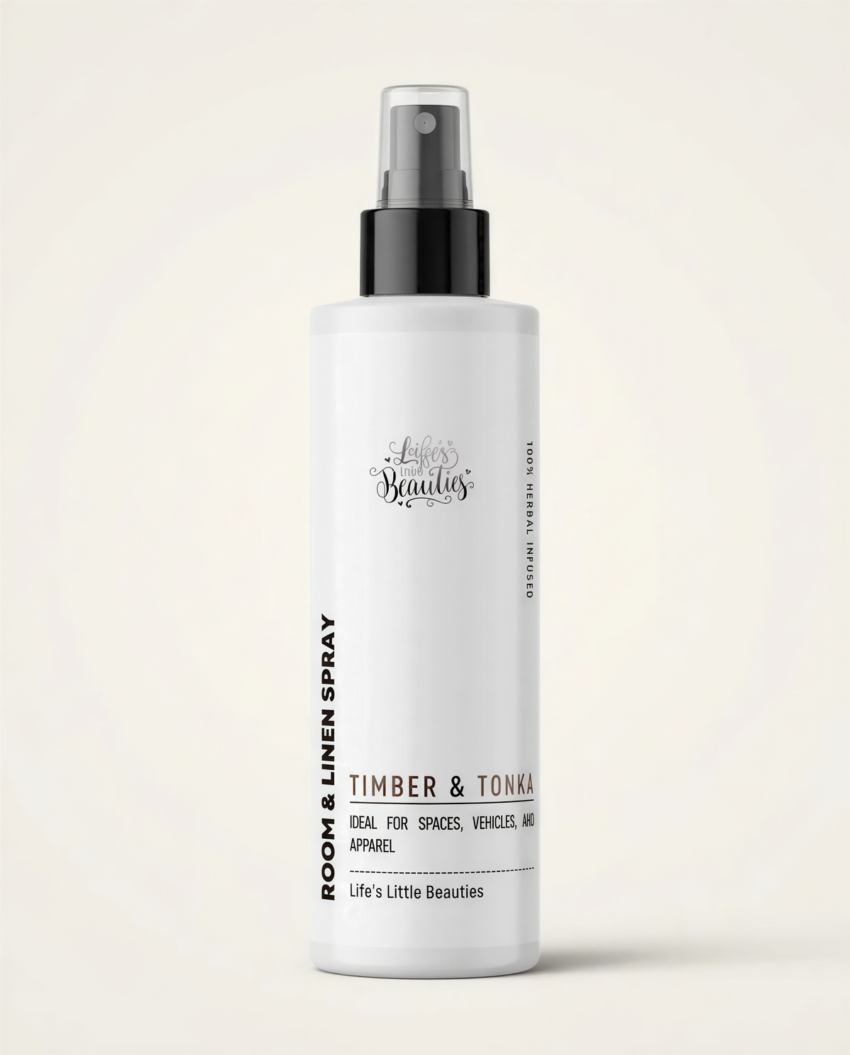 a bottle of "Lifes' Little Beauties" room and linen spray.
