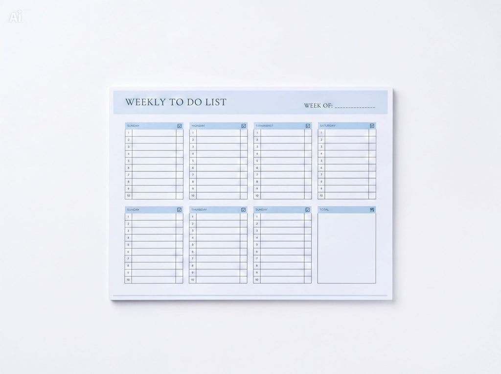 a weekly to-do list on a white background.