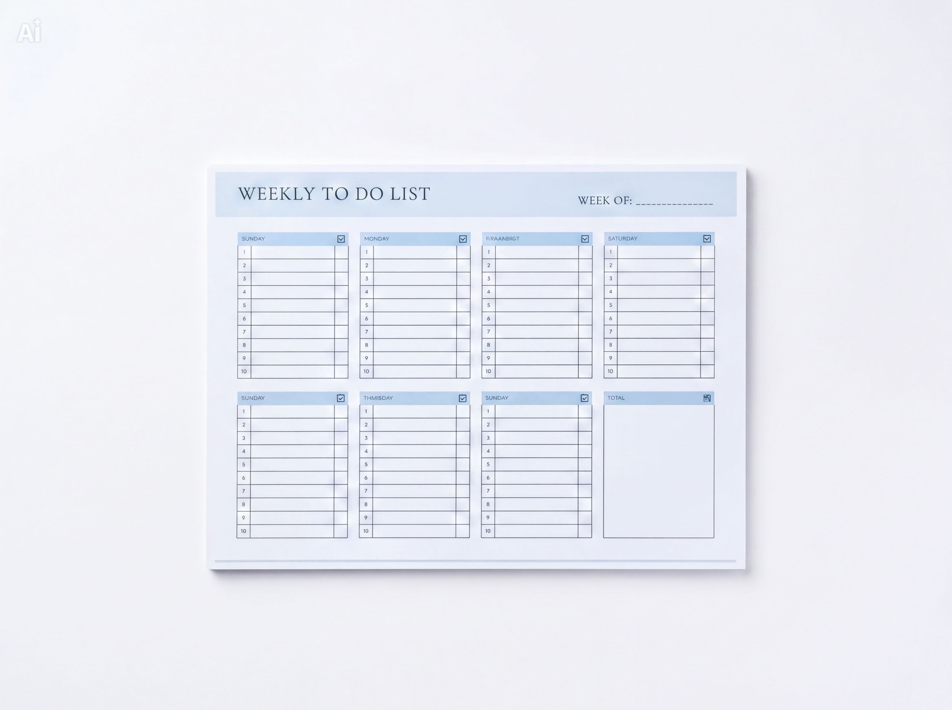 a weekly to-do list on a white background.