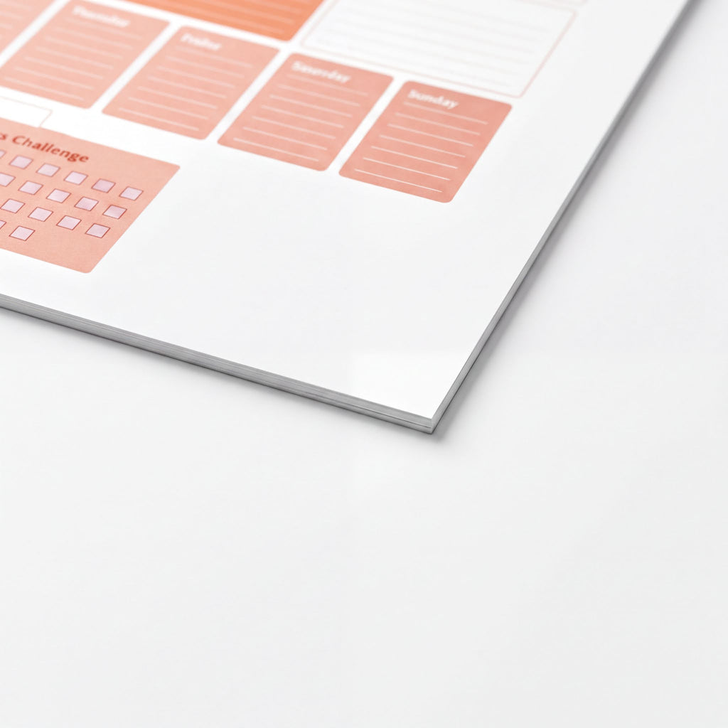 The image is a close-up of a white paper with a calendar and a list of days of the week.