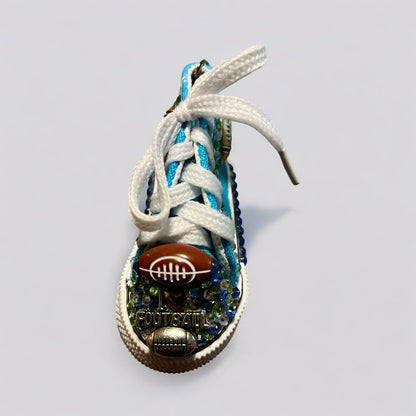 Bedazzled Handmade Converse Keychain – Football