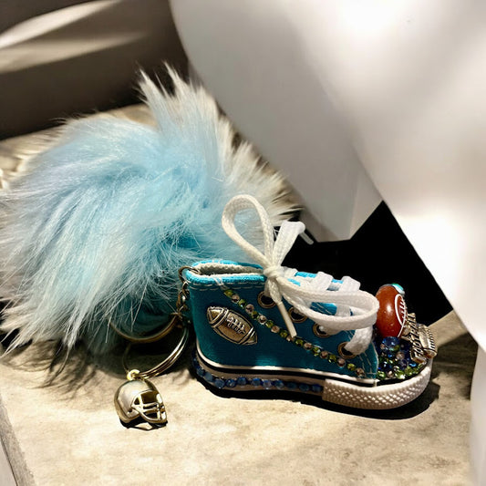 Bedazzled Handmade Converse Keychain – Football